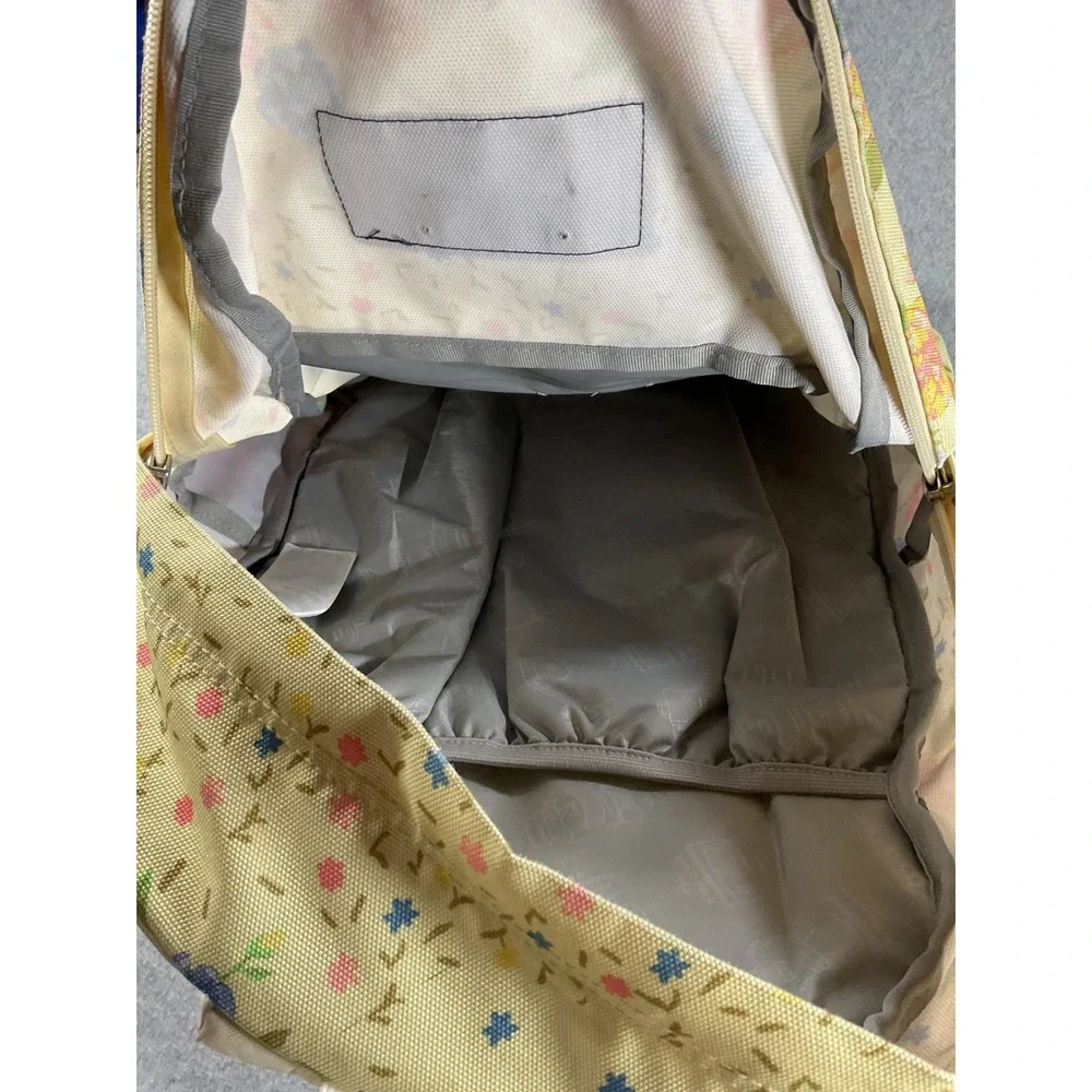 JanSport Right Pack Floral Backpack Cream Suede Bottom School Bag Vintage Style